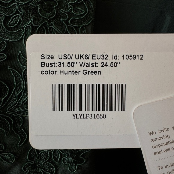 JJ’s House Emerald Green Beige Embroidered Satin Button Evening Gown Dress US 0 - Picture 15 of 15